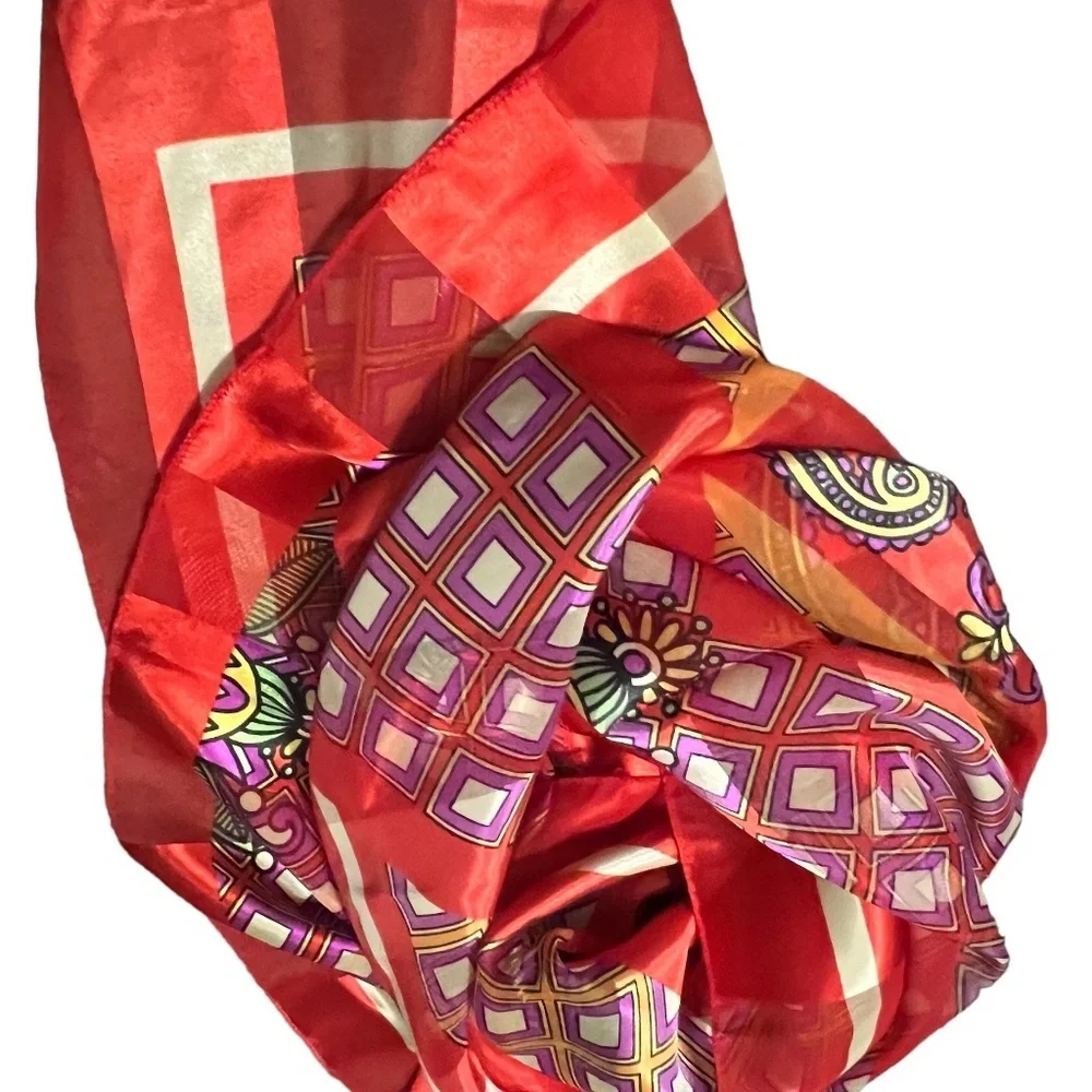 Unbranded‎ Floral Muti Geometric Paisley Square Scarf